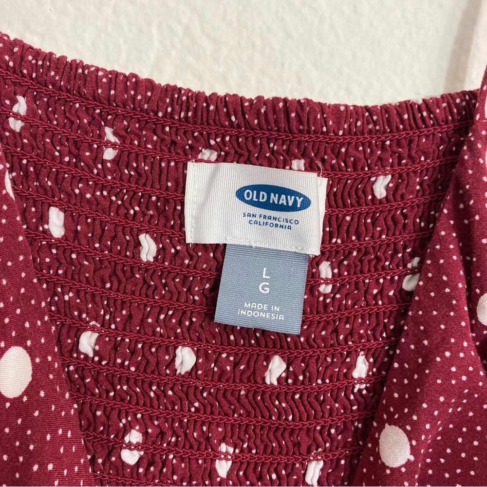 Old Navy Polkadot Summer Dress - Maroon/White - Large - Picture 2 of 8